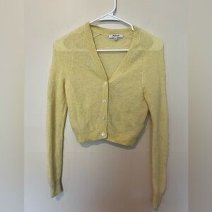 Madewell Alpaca Blend V Neck Light Yellow Cardigan